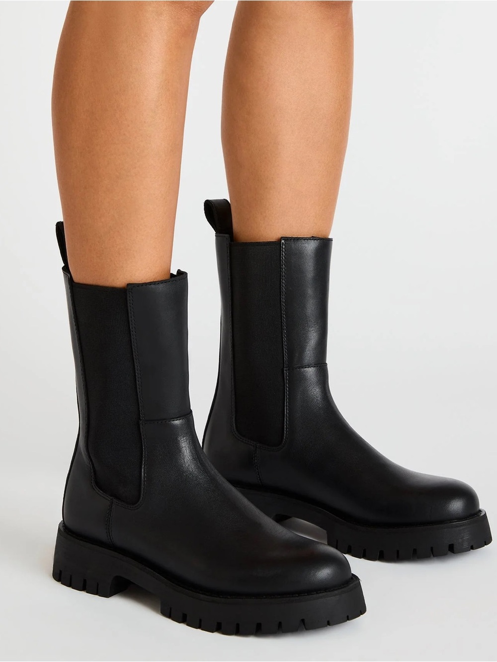 Women’s Black Lug-Sole Chelsea Combat Boots